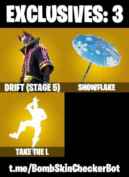 ❤️10 SKINS❤️49 COSMETICS❤️TAKE THE L❤️MAYA❤️DRIFT(STAGE 5)❤️AGENT PEELY❤️ROGUAE AGENT❤️SNOWFLAKE❤️CAN PLAY ON PSN❤️XBOX❤️PC❤️NINTENDO❤️MOBILE❤️100 VBUCKS❤️FULL EMAIL ACCESS❤️