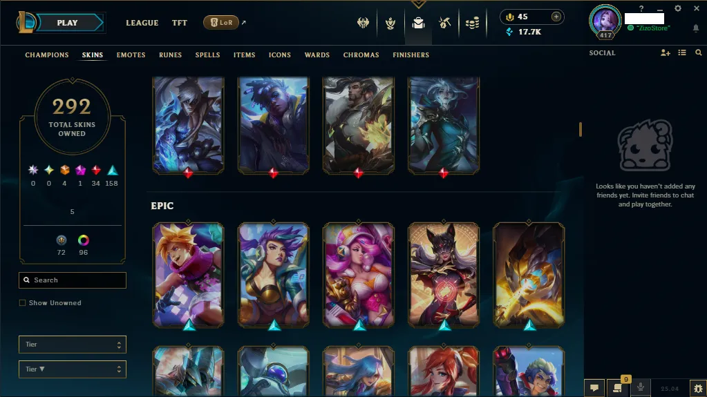 🏆 Eune New Season⌛ Silver 4 🚀 Hand Made  💯  level 417 ⌛ 167 Champ 💯 292 SKIN  ❤️ Recovery Info ✅ 17 K+ Blue Essence🔥 1k+ Orange essence🔥45RP 🔥