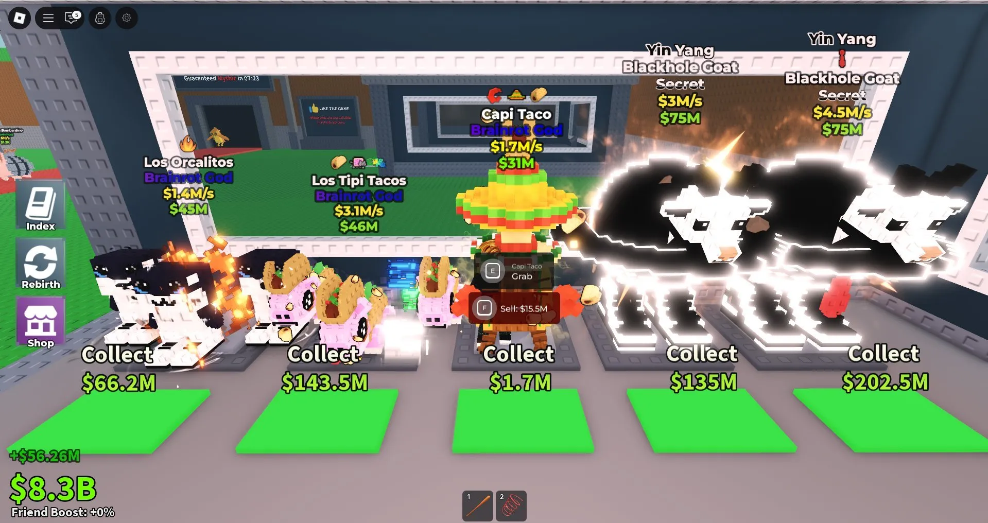 RBL3594 //10 Brainrots 11.89M/S 32.53B Cash Kaif Los Tacos Tacos Yin Yang Black Yin Yang