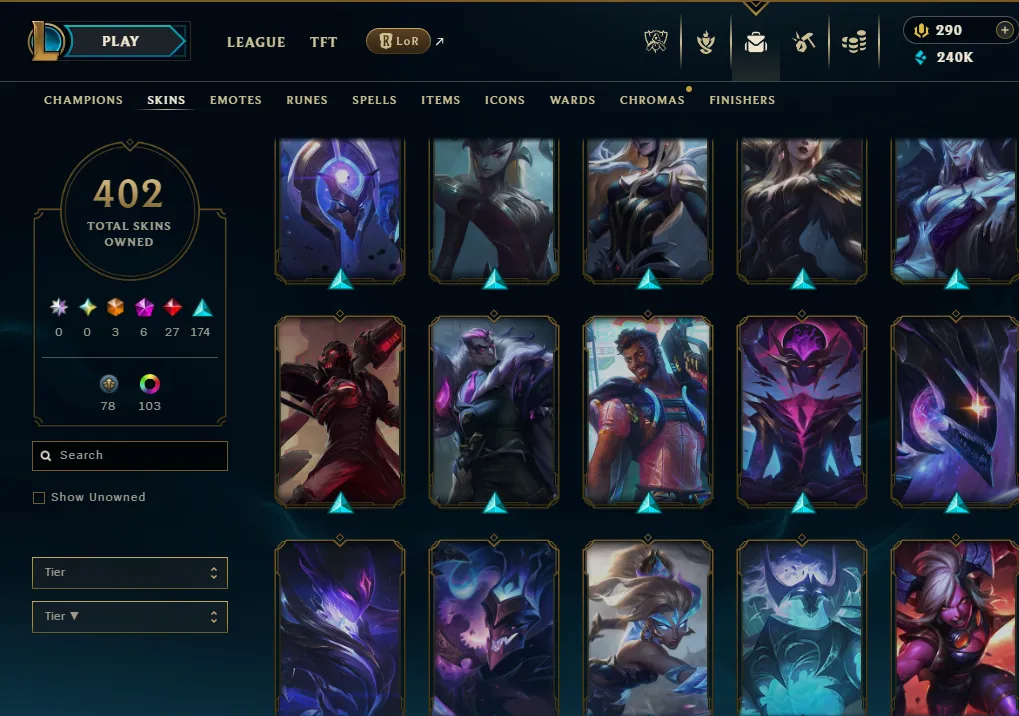 👑(EUW) EMERALD IV ( HIGH ELO ) 🚀402 SKIN