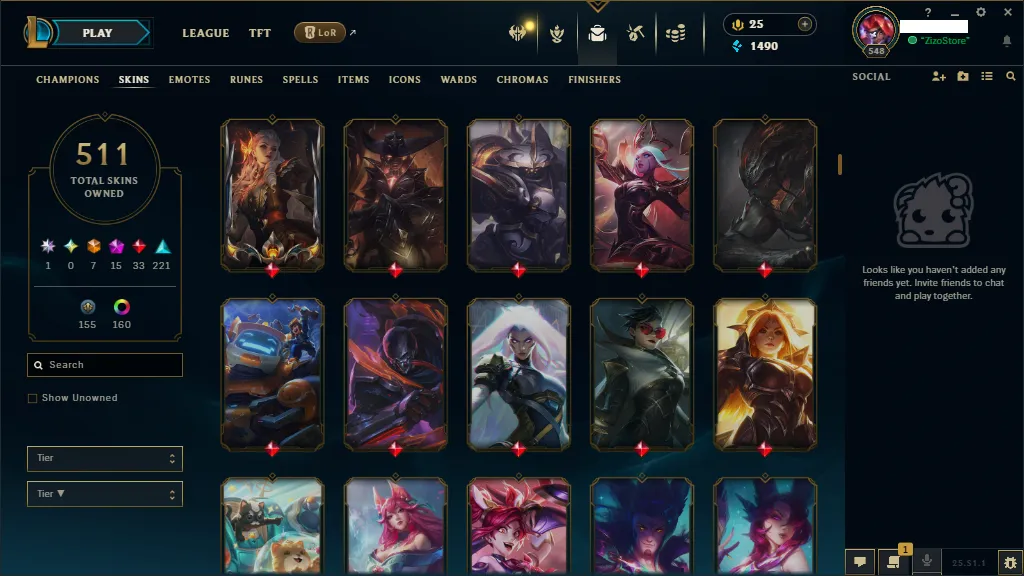 🏆EUW [SE15] Unranked 🚀  level 548 🔥Full Champ 🔥 511+ Skins (103 loot)🔥Mythic Essence 1580 🔥Full Recovery Info