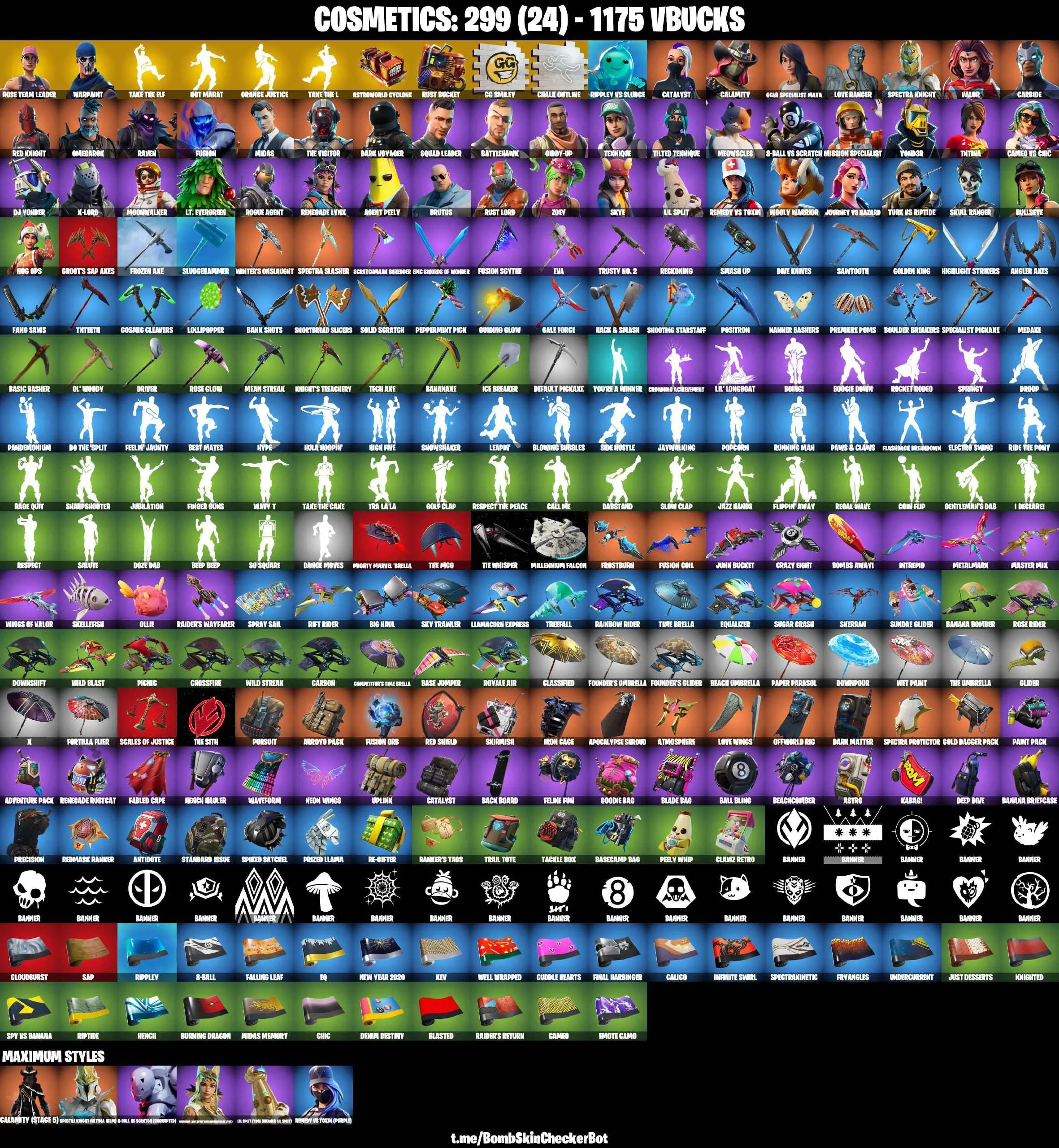 ❤️47 SKINS❤️TAKE THE L❤️OG STW❤️ORANGE JUSTICE❤️SKULL RANGER❤️MAYA❤️ZOEY❤️BULLSEYE❤️AGENT PEELY❤️SKYE❤️CALAMITY(STAGE 5)❤️ROGUE AGENT❤️ASTROWORLD CYCLONE❤️RUST BUCKET❤️ICE BREAKER❤️PEPPERMINT PICK❤️CAN PLAY ON PSN❤️XBOX❤️PC❤️NINTENDO❤️MOBILE❤️1175 VBUCKS❤️