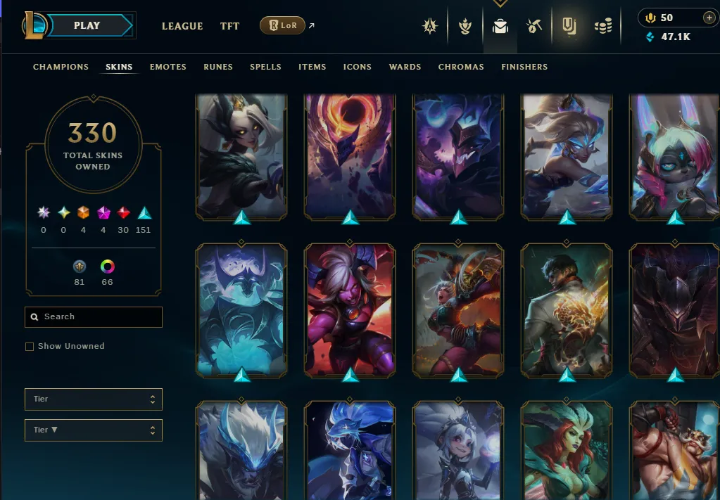👑(EUW) UNRANKED (SUPER HIGH ELO) 🚀330 SKIN