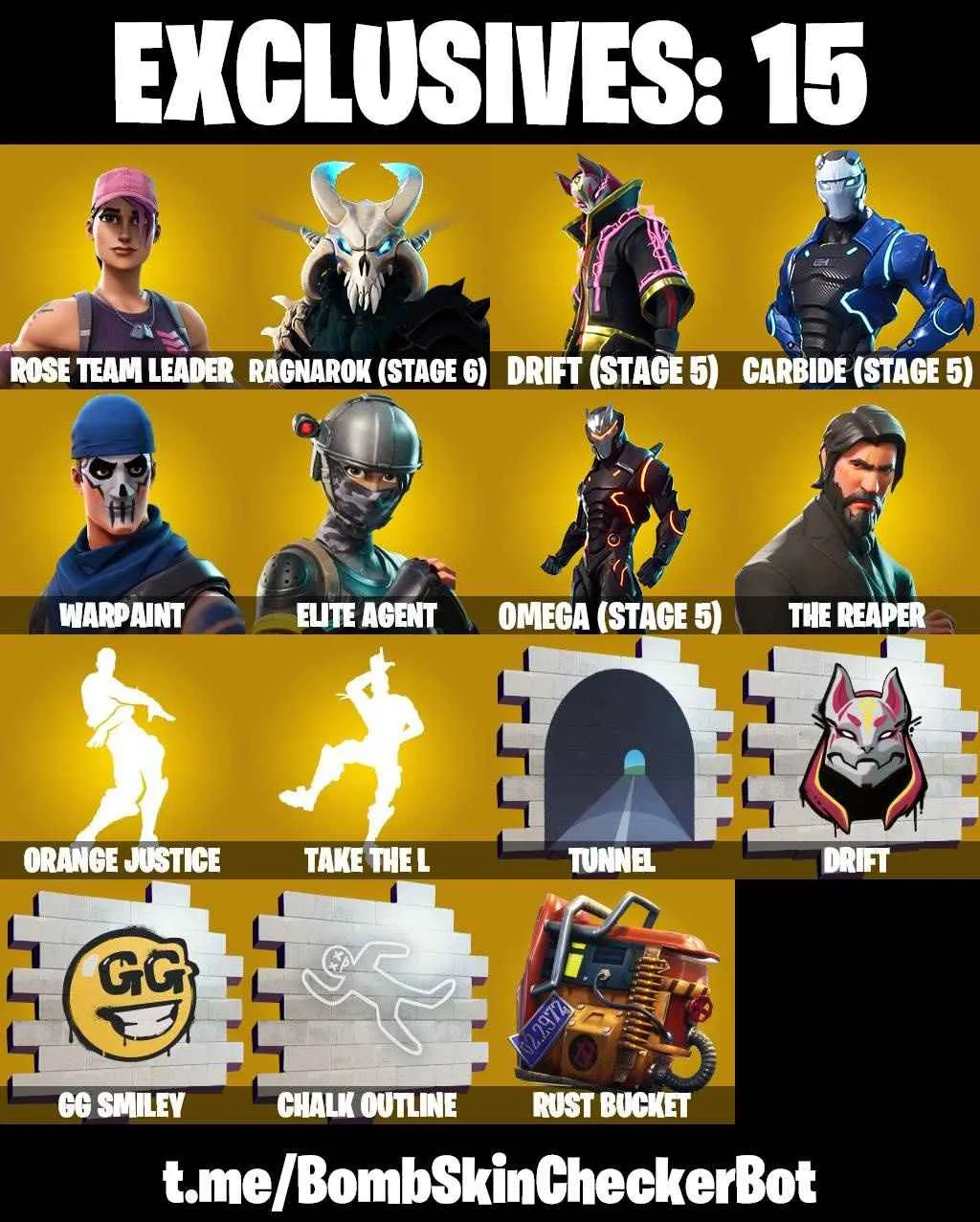 ❤️44 SKINS❤️TAKE THE L❤️THE REAPER❤️OMEGA(STAGE 5)❤️ELITE AGENT❤️OG STW❤️ORANGE JUSTICE❤️MAYA❤️ZOEY❤️ROOK❤️DRIFT(STAGE 5)❤️RAGNAROK(STAGE 6)❤️CARBIDE(STAGE 5)❤️AGENT PEELY❤️RUNWAY RACER❤️RUST BUCKET❤️CAN PLAY ON PSN❤️XBOX❤️PC❤️NINTENDO❤️MOBILE❤️950 VBUCKS❤️