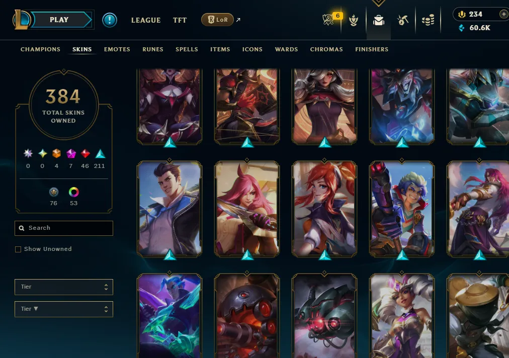 👑(EUW) BRONZE I (100% WR, HIGH ELO) 🚀384 SKIN