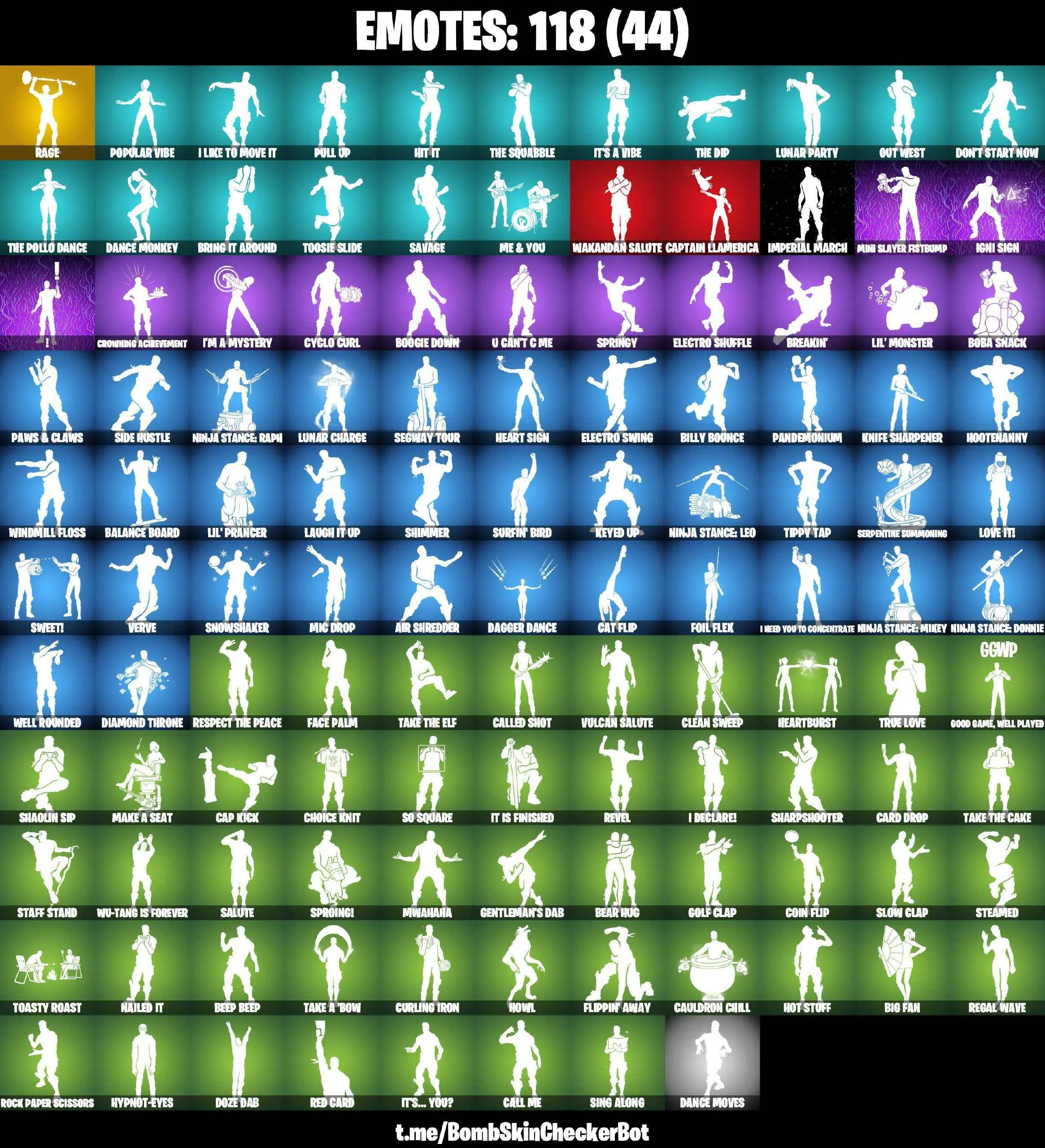 ❤️116 SKINS❤️BACKLASH❤️MINA PARK❤️RAVENPOOL❤️CUDDLEPOOL❤️GILDED SPIDER-MAN❤️LAUGH IT UP❤️WINDMILL FLOSS❤️STAR WAND❤️GOLDEN MIDAS❤️DUMMY❤️MAYA❤️HELSIE❤️JULES❤️TSUKI 2.0❤️REVERIE❤️AURA❤️BULLSEYE❤️AGENT PEELY❤️SCARLET COMMANDER❤️RUST BUCKET❤️ASTROWORLD CYCLONE❤️
