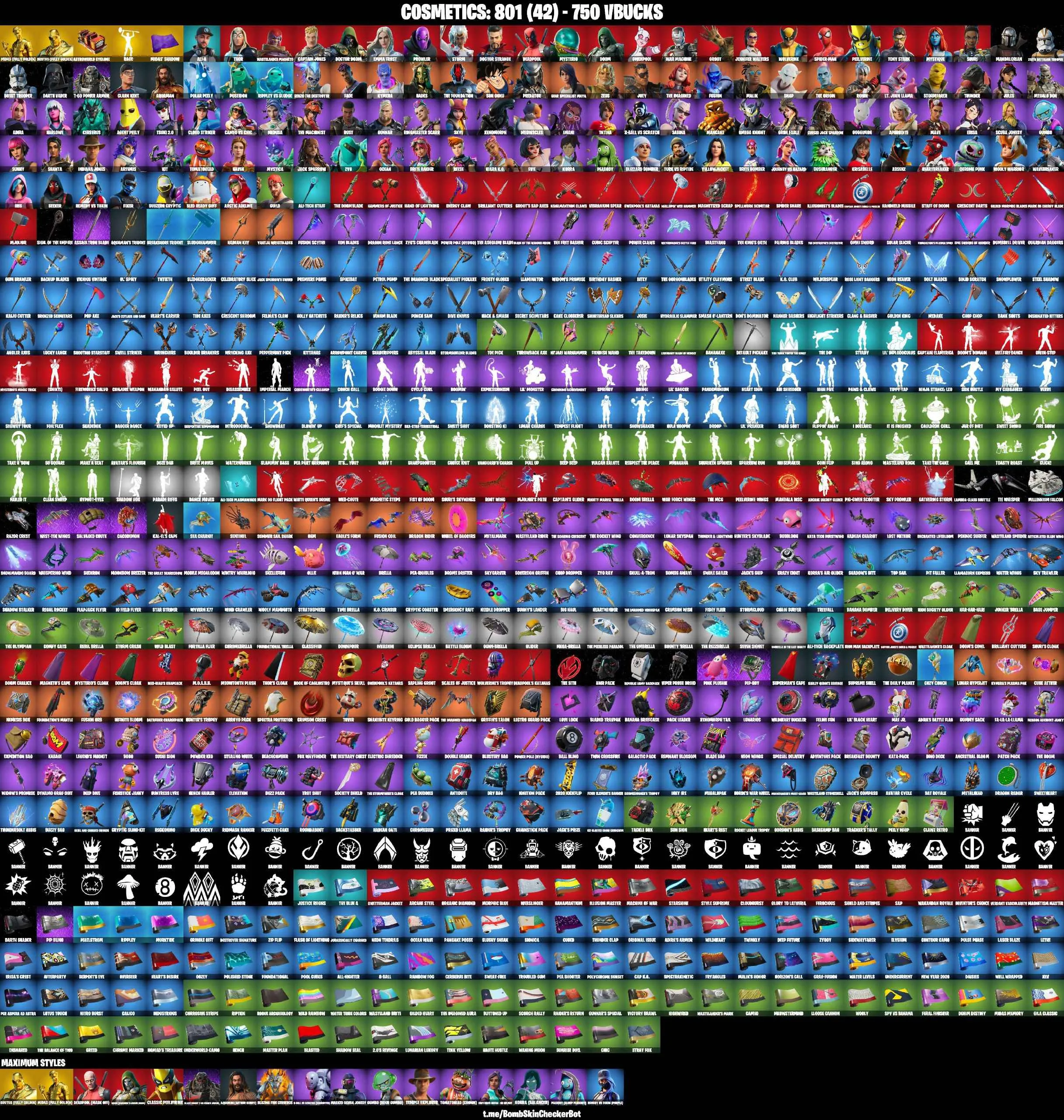 ❤️121 SKINS❤️MANDALORIAN❤️SPIDER-MAN❤️212TH BATTALION TROOPER❤️501ST TROOPER❤️DARTH VADER❤️GOLDEN MIDAS❤️INTRODUCING❤️XENOMORPH❤️PREDATOR❤️SON GOKU❤️JULES❤️TSUKI 2.0❤️ARTEMIS❤️EVIE❤️AGENT PEELY❤️8-BALL(MAX)❤️GUILD❤️ASTROWORLD CYCLONE❤️PEPPERMINT PICK❤️