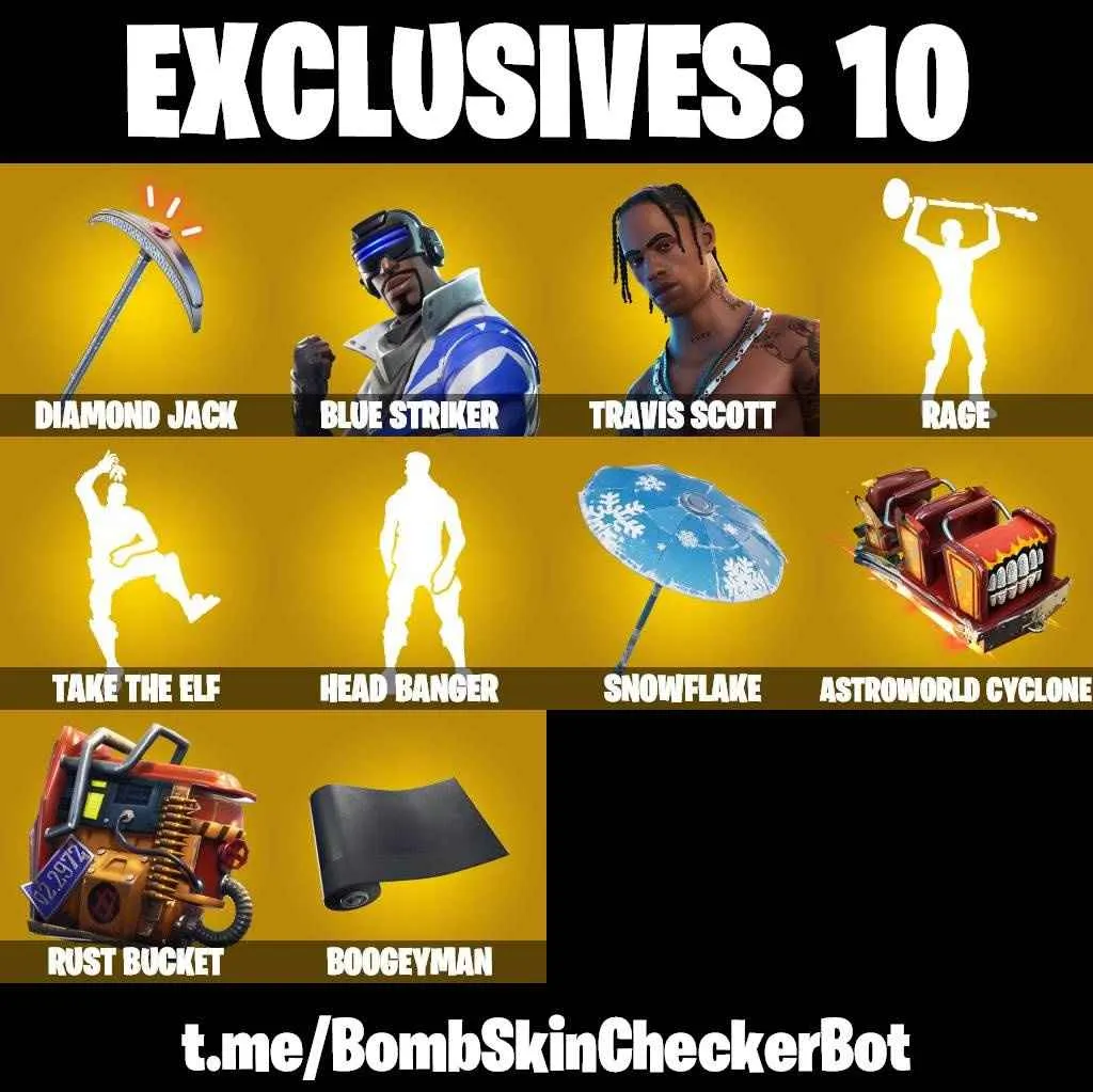 ❤️51 SKINS❤️TRAVIS SCOTT❤️TOY TROOPER❤️MANDALORIAN❤️MAYA❤️HOPE❤️AGENT PEELY❤️HYBRID(STAGE 4)❤️BLACKHEART(STAGE 8)❤️SKYE❤️SNOWFLAKE❤️TAKE THE ELF❤️CAN PLAY ON PSN❤️XBOX❤️PC❤️NINTENDO❤️MOBILE❤️200 VBUCKS❤️FULL EMAIL ACCESS❤️
