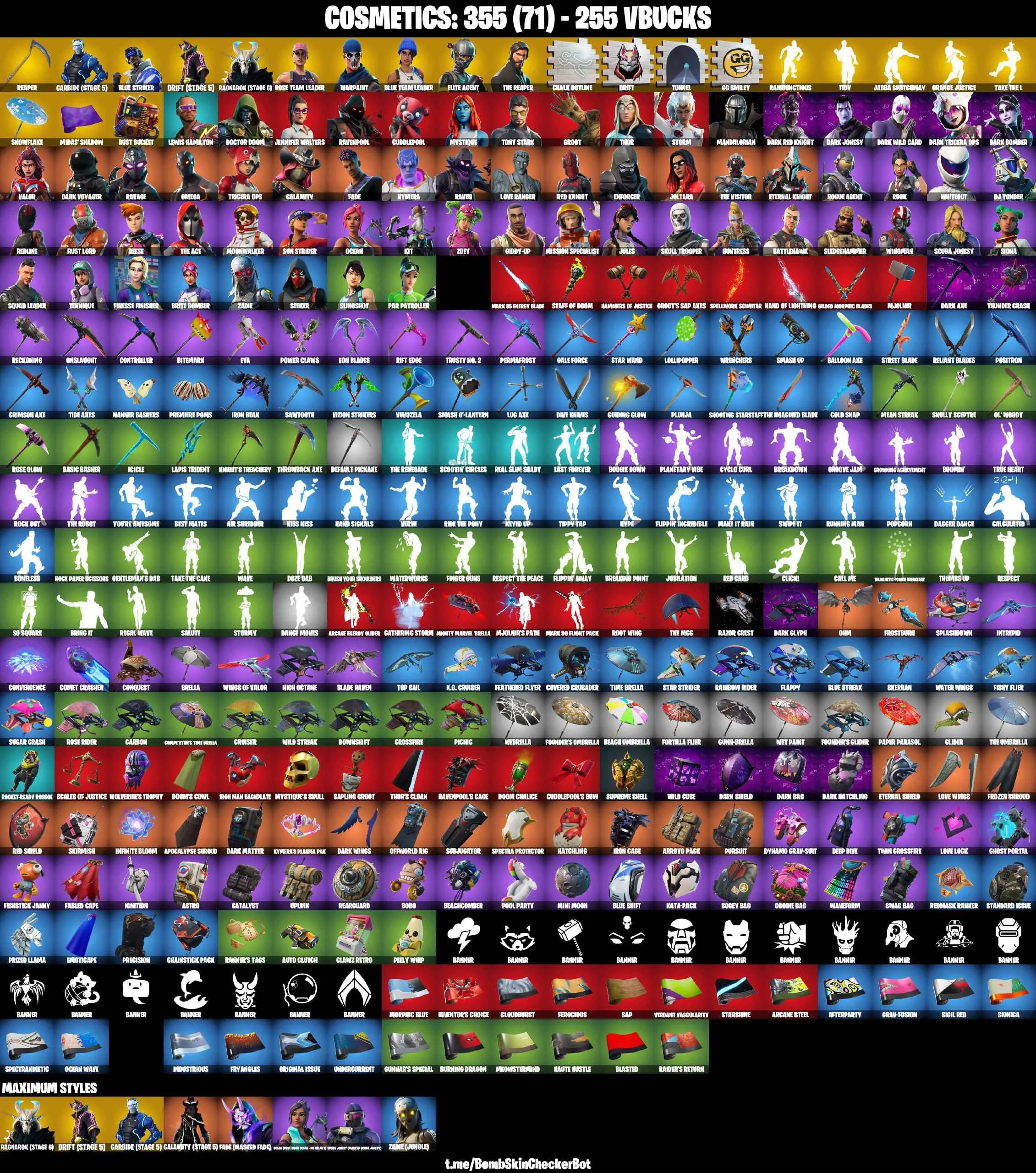 ❤️72 SKINS❤️TAKE THE L❤️THE REAPER❤️ELITE AGENT❤️ORANGE JUSTICE❤️JABBA SWITCHWAY❤️RAMBUNCTIOUS❤️TIDY❤️OG STW❤️JOLTARA❤️SKULL TROOPER❤️OMEGA❤️MANDALORIAN❤️RAVENPOOL❤️CUDDLEPOOL❤️SATR WAND❤️ZOEY❤️ROOK❤️JULES❤️DRIFT(STAGE 5)❤️RAGNAROK(STAGE 6)❤️