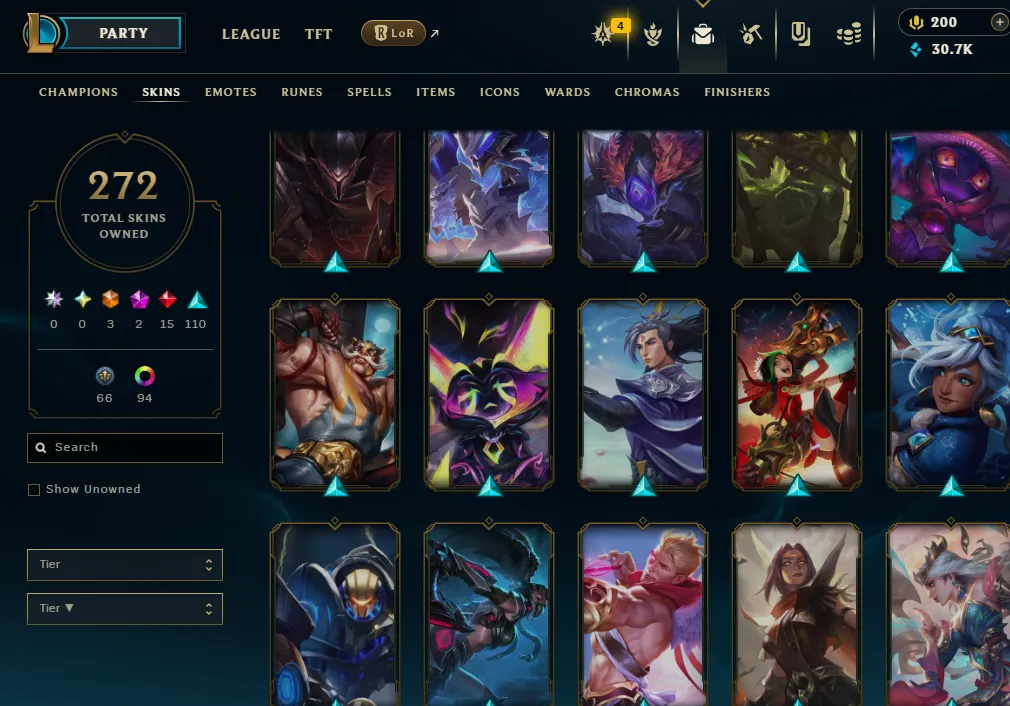 👑(EUW)PLA4 97LP (SUPER HIGH ELO) 🚀272 SKIN