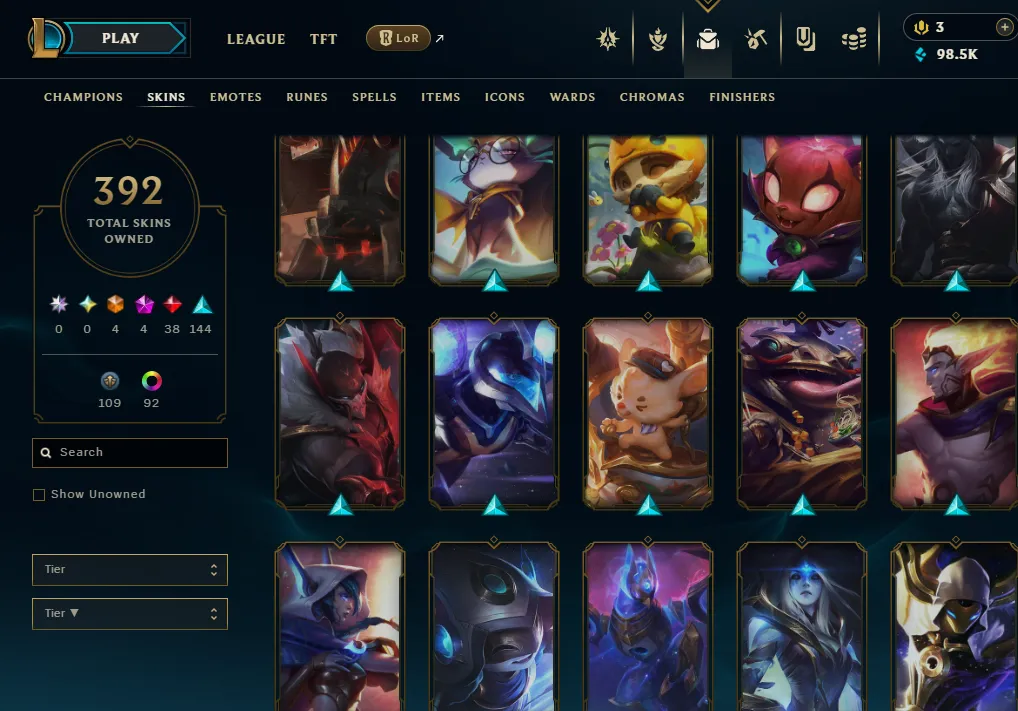👑(EUW) UNRANKED (SUPER HIGH ELO) 🚀392 SKIN
