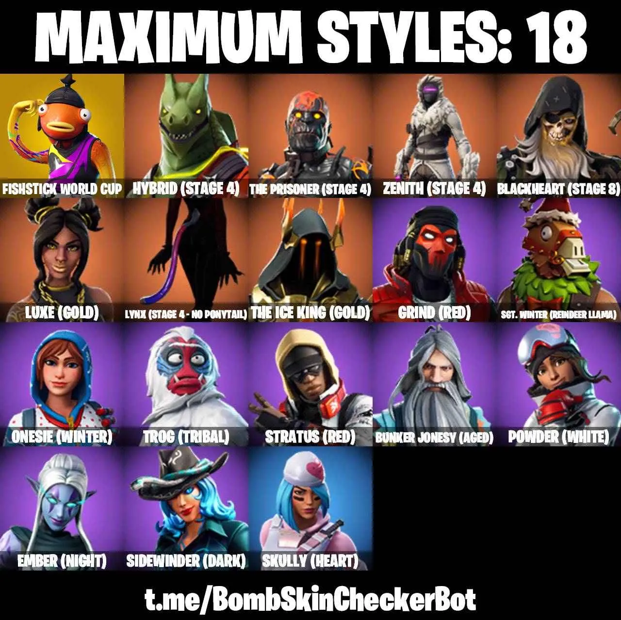 ❤️63 SKINS❤️FISHSTICK(MAX)❤️GHOUL TROOPER❤️MAYA❤️ONESIE(MAX)❤️AURA❤️AGENT PEELY❤️LYNX(STAGE 4)❤️ZENITH(STAGE 4)❤️HYBRID(STAGE 4)❤️BLACKHEART(STAGE 8)❤️NOG OPS❤️JOLLY JAMMER❤️PEPPERMINT PICK❤️TAKE THE ELF❤️CAN PLAY ON PSN❤️XBOX❤️PC❤️NINTENDO❤️MOBILE❤️