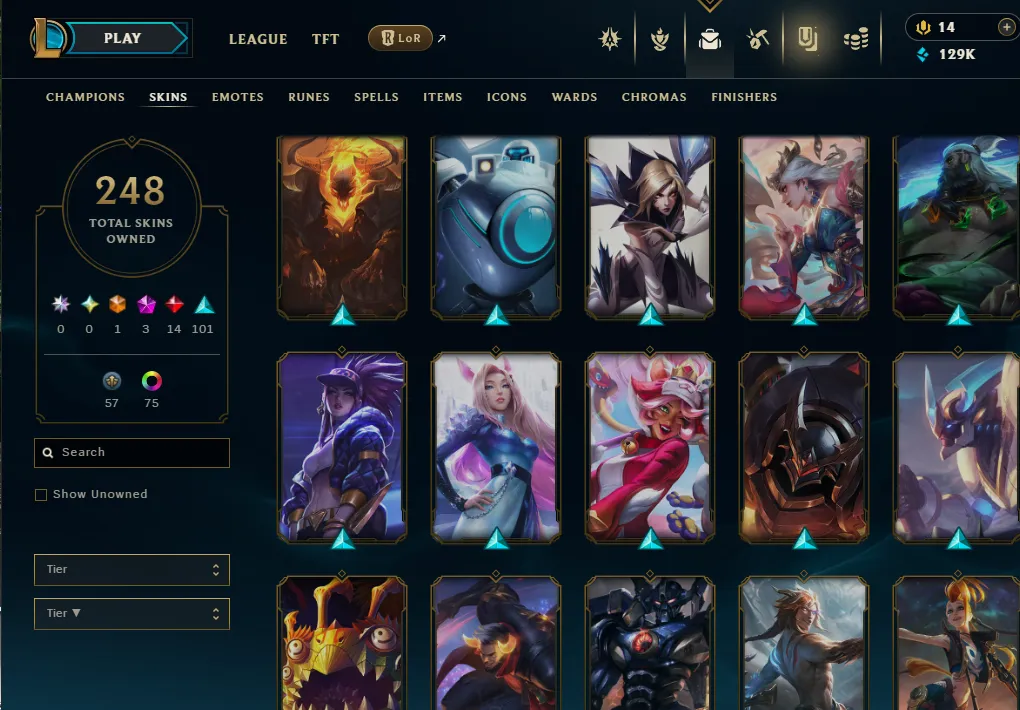 👑(EUW) PLATINUM II (LAST SEASON) 🚀248 SKIN