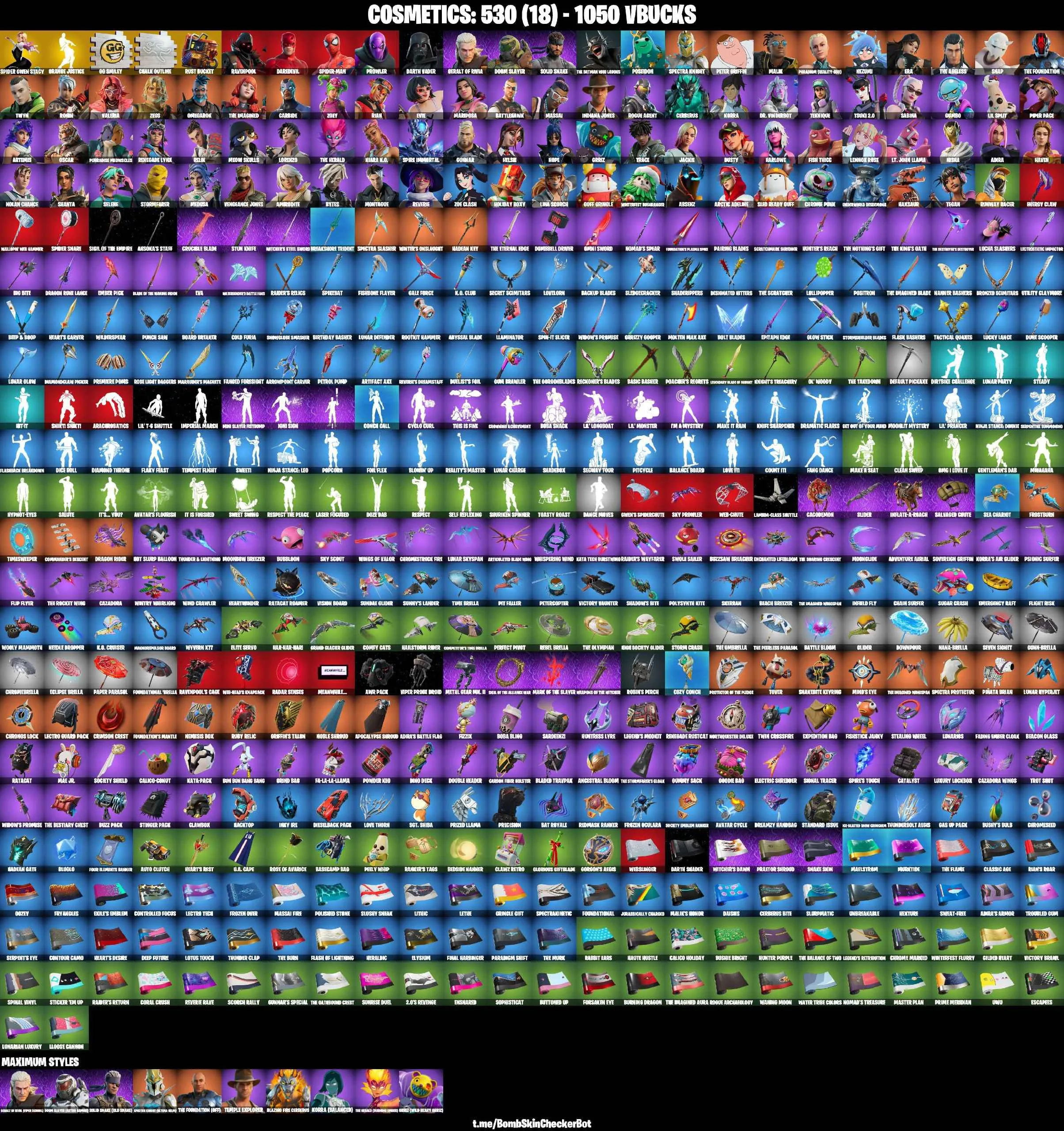 ❤️91 SKINS❤️ORANGE JUSTICE❤️RAVENPOOL❤️SPIDER-GWEN STACY❤️SPIDER-MAN❤️DARTH VADER❤️EVIE❤️ZOEY❤️MARIPOSA❤️TSUKI 2.0❤️ARTEMIS❤️HELSIE❤️REVERIE❤️MEOW SKULLS❤️HOPE❤️RUNWAY RACER❤️RUST BUCKET❤️CAN PLAY ON PSN❤️XBOX❤️PC❤️NINTENDO❤️MOBILE❤️1050 VBUCKS❤️