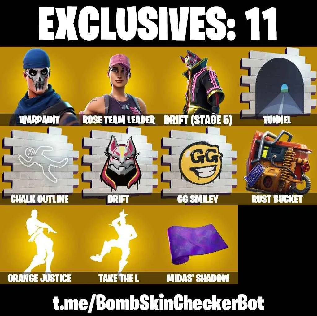 ❤️49 SKINS❤️TAKE THE L❤️OG STW❤️OMEGA❤️ORANGE JUSTICE❤️MINA PARK❤️JOHN CENA❤️SKULL RANGER❤️ZOEY❤️ROOK❤️CHARLOTTE❤️TOONA FISH❤️DRIFT(STAGE 5)❤️SLINGSHOT❤️HERON STANCE HERO❤️RUST BUCKET❤️CAN PLAY ON PSN❤️XBOX❤️PC❤️NINTENDO❤️MOBILE❤️110 VBUCKS❤️