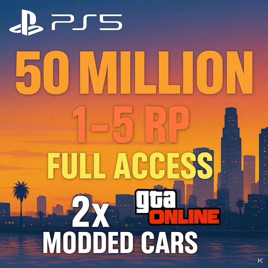 🍓 PS5 Modded Account 🛸 50.44 Million Account 🦅 2x Modded Cars 🎮 RP LvL 1–5 ✨ Data Access #X5L8Q
