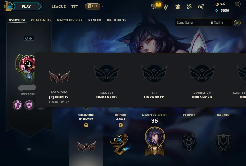 🔥LVL44 Iron 4 64LP 1W/0L (In Placements)💎Handleveled ACCOUNT⭐IG Kai'Sa✅Name Changeable🔓Unverified Email – Lifetime Ownership Guarantee