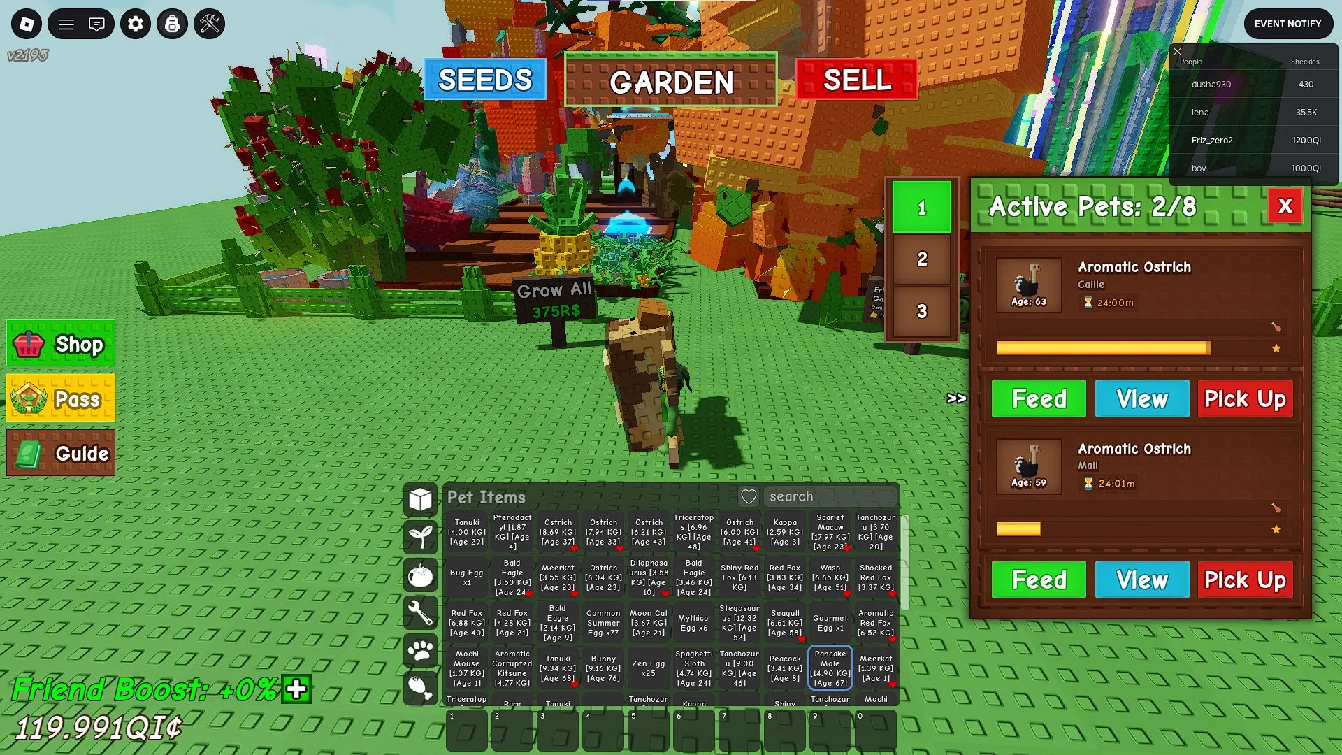 RBL3065 Paradise Petal Windstruck Frozen Sandy, Huge Multi-Color Garden, 78 Pets including Aromatic Ostrich, Shiny Moon Cat, Shiny Red Fox, Mythical Fox and Many Rare Eggs (G)