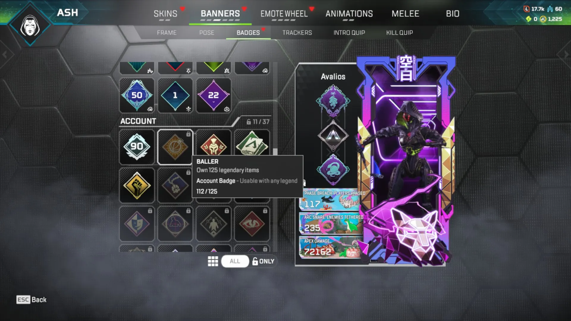 AP616 Level 90 | Rookie Rank | Ash Heirloom Energy Reader | Watson Heirloom Cold Snap Peacekeeper | Bear Arms Bangalore | The Drip R-301 | Pointed Question Flatline | Cyber Claw Volt