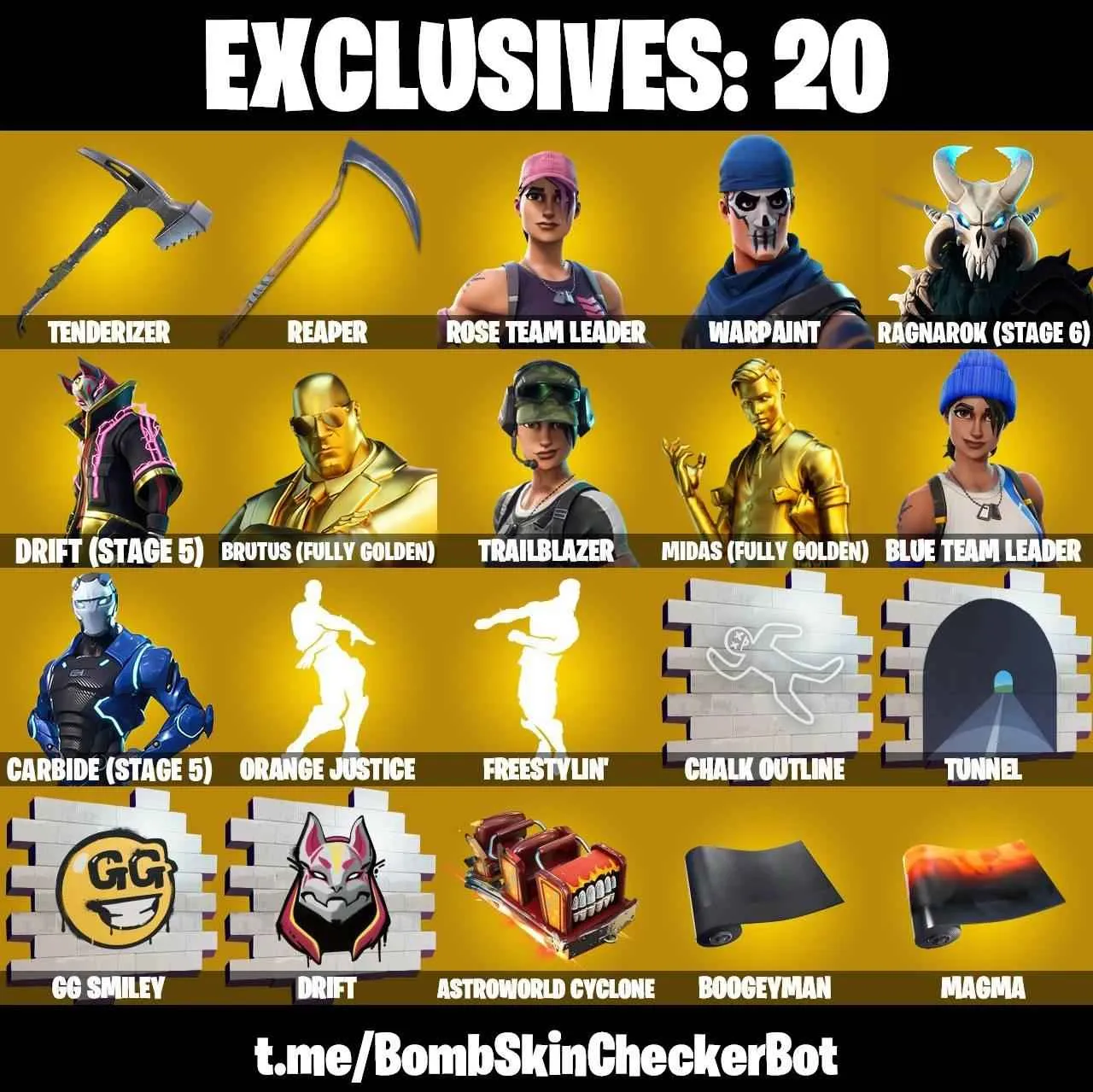 ❤️120 SKINS❤️JABBA SWITCHWAY❤️TRAILBLAZER❤️FREESTYLIN❤️OMEGA❤️OG STW❤️WHIPLASH❤️SKULL TROOPER❤️SCOUNDREL❤️LAUGH IT UP❤️SPIDER-MAN❤️ORANGE JUSTICE❤️TIDY❤️INTRODUCING❤️BULLSEYE❤️MANIC❤️GOLDEN MIDAS❤️BLUE TEAM LEADER❤️MAYA❤️ZOEY❤️AGENT PEELY❤️SKYE❤️JULES(MAX)❤️
