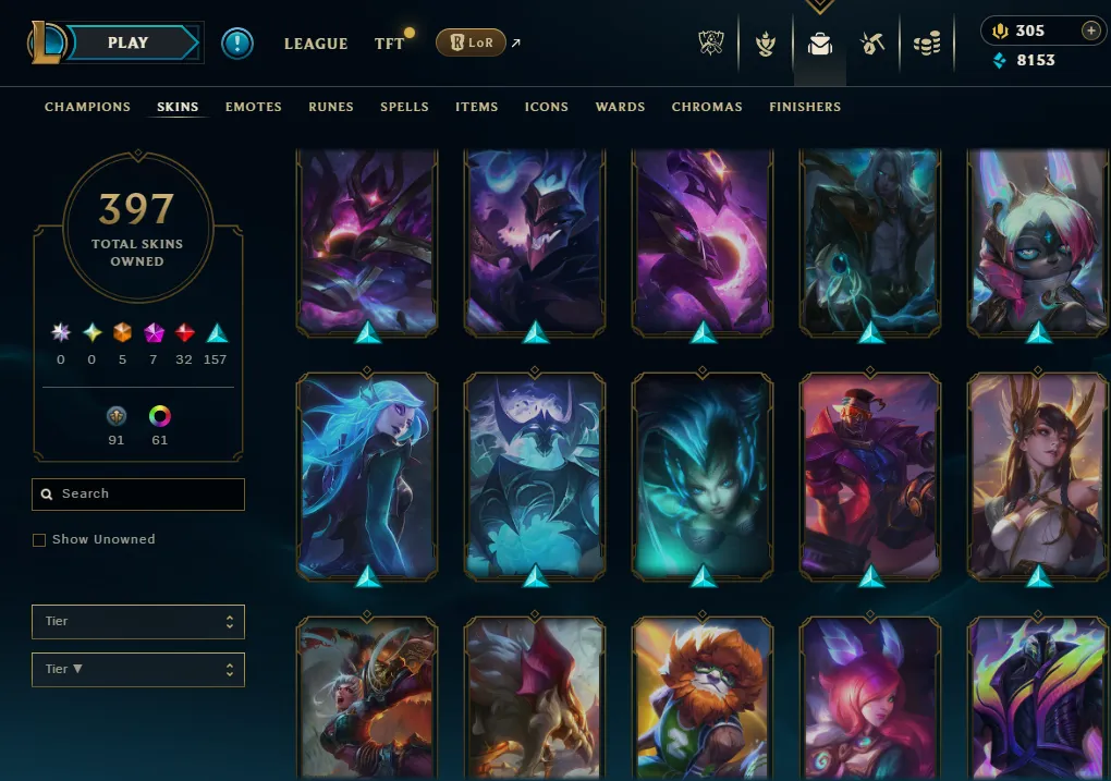 👑(EUW) PLATINUM III (100% WR, HIGH ELO) 🚀397 SKIN