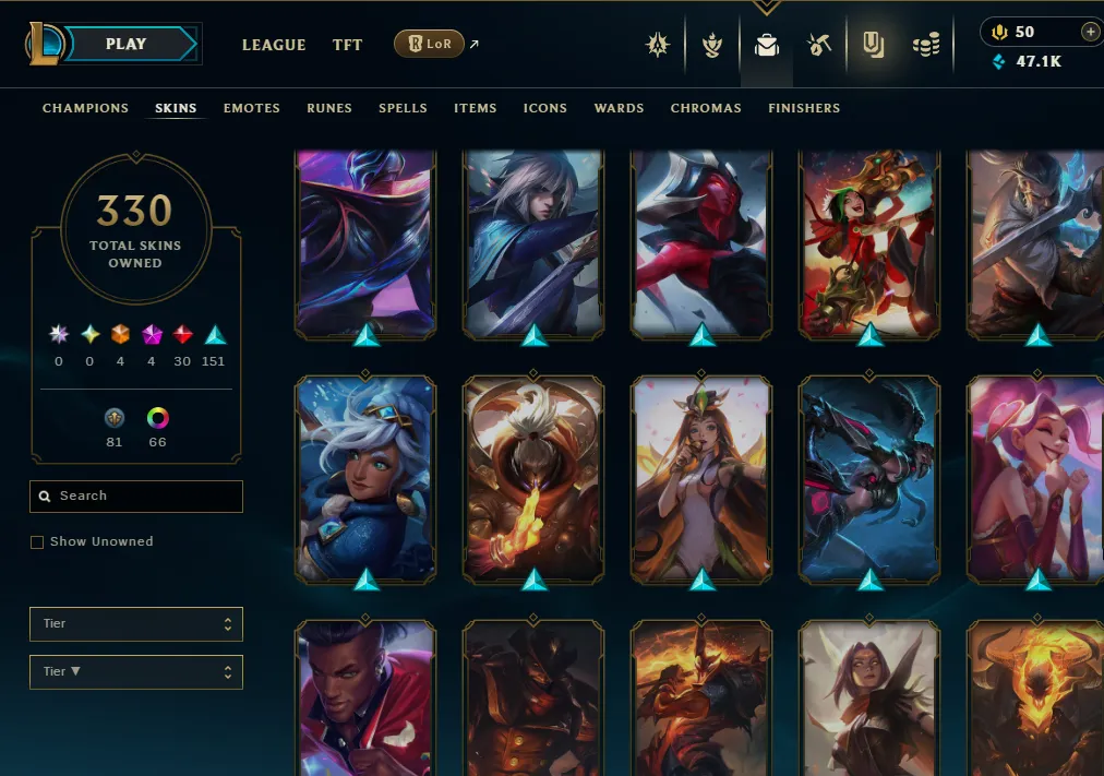 👑(EUW) UNRANKED (SUPER HIGH ELO) 🚀330 SKIN