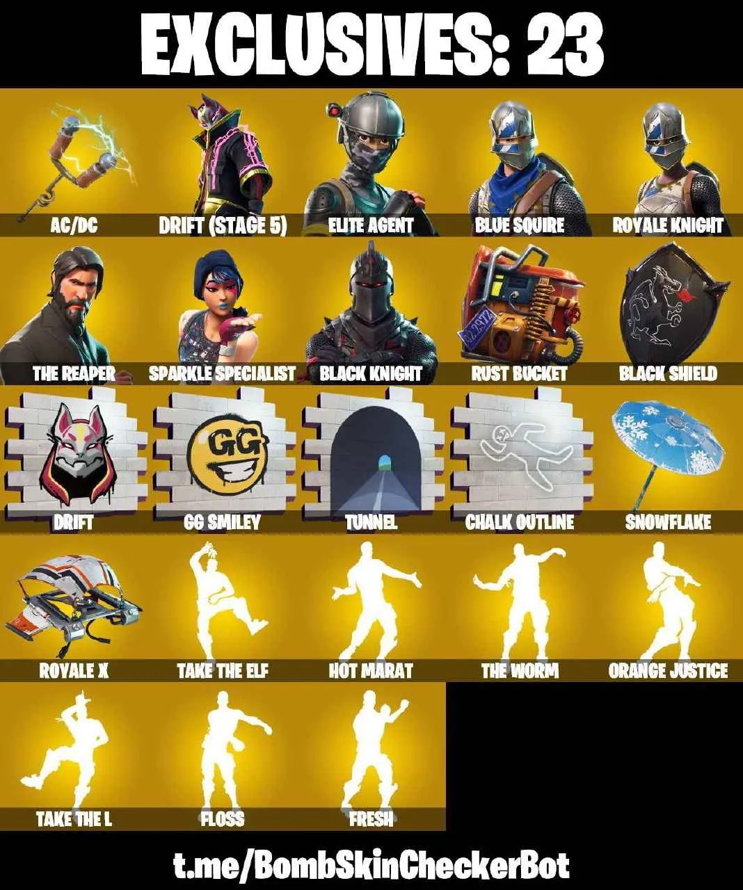 ❤️45 SKINS❤️BLACK KNIGHT❤️TAKE THE L❤️THE REAPER❤️ELITE AGENT❤️ROYALE KNIGHT❤️BLUE SQUIRE❤️FRESH❤️FLOSS❤️THE WORM❤️OMEGA❤️ORANGE JUSTICE❤️SON GOKU❤️ZOEY❤️DRIFT(STAGE 5)❤️CALAMITY(STAGE 5)❤️RUNWAY RACER❤️RUST BUCKET❤️SNOWFLAKE❤️CAN PLAY ON PSN❤️PC❤️NINTENDO❤️