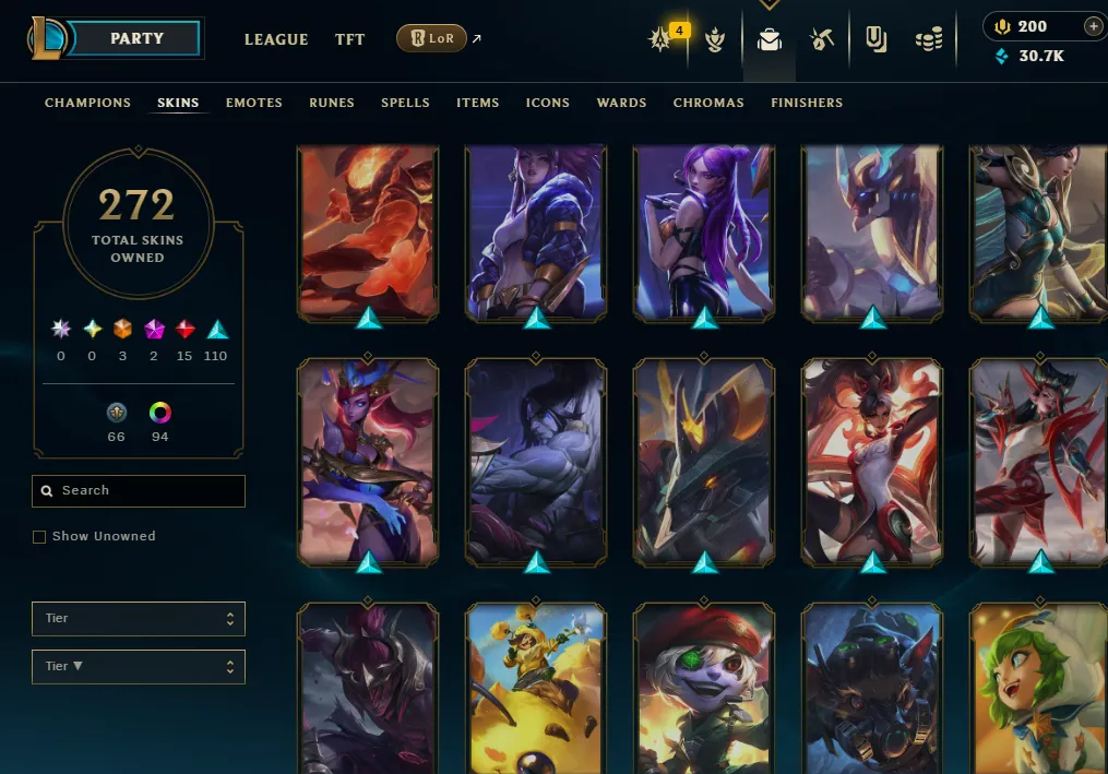 👑(EUW)PLA4 97LP (SUPER HIGH ELO) 🚀272 SKIN