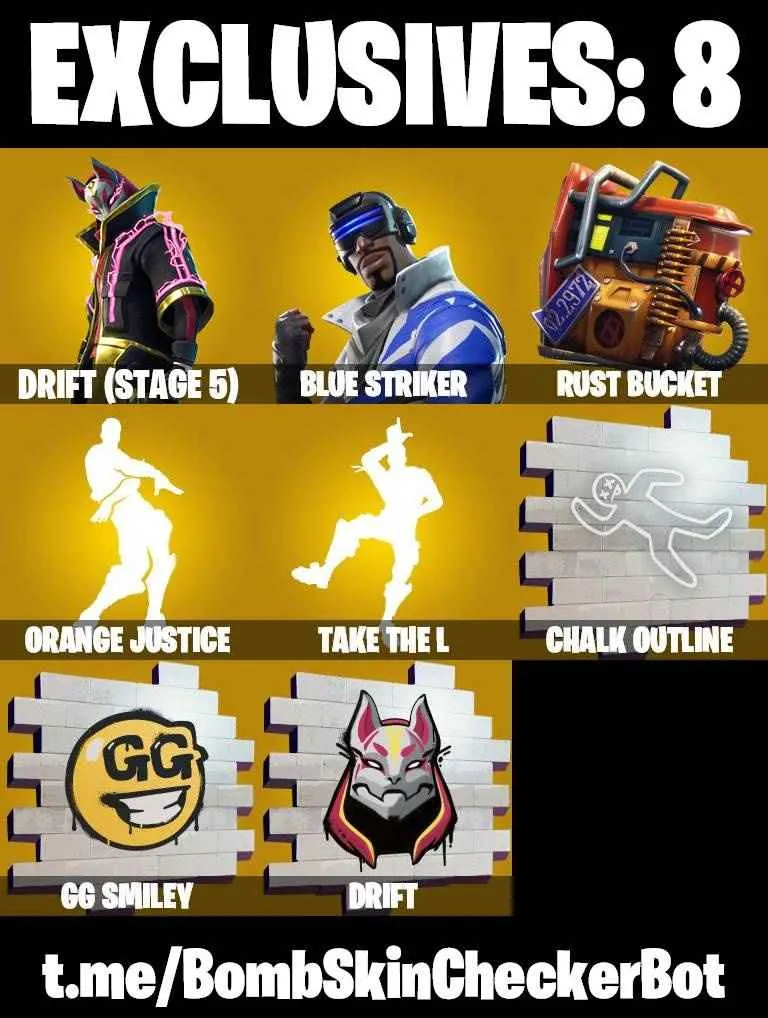 ❤️21 SKINS❤️TAKE THE L❤️ORANGE JUSTICE❤️ZOEY❤️MAYA❤️DRIFT(STAGE 5)❤️AGENT PEELY❤️BLUE STRIKER❤️REDLINE❤️TEKNIQUE❤️RUST BUCKET❤️CAN PLAY ON PSN❤️XBOX❤️PC❤️NINTENDO❤️MOBILE❤️700 VBUCKS❤️FULL EMAIL ACCESS❤️