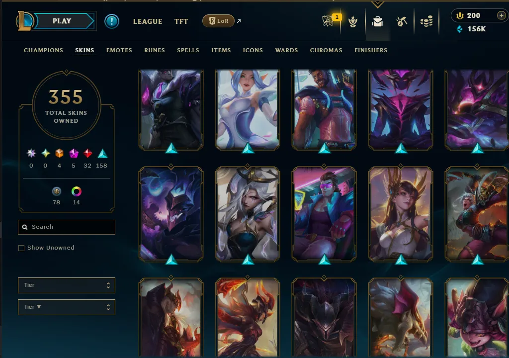 👑(EUW) SILVER II(100% WR, SUPER HIGH ELO) 🚀355 SKIN