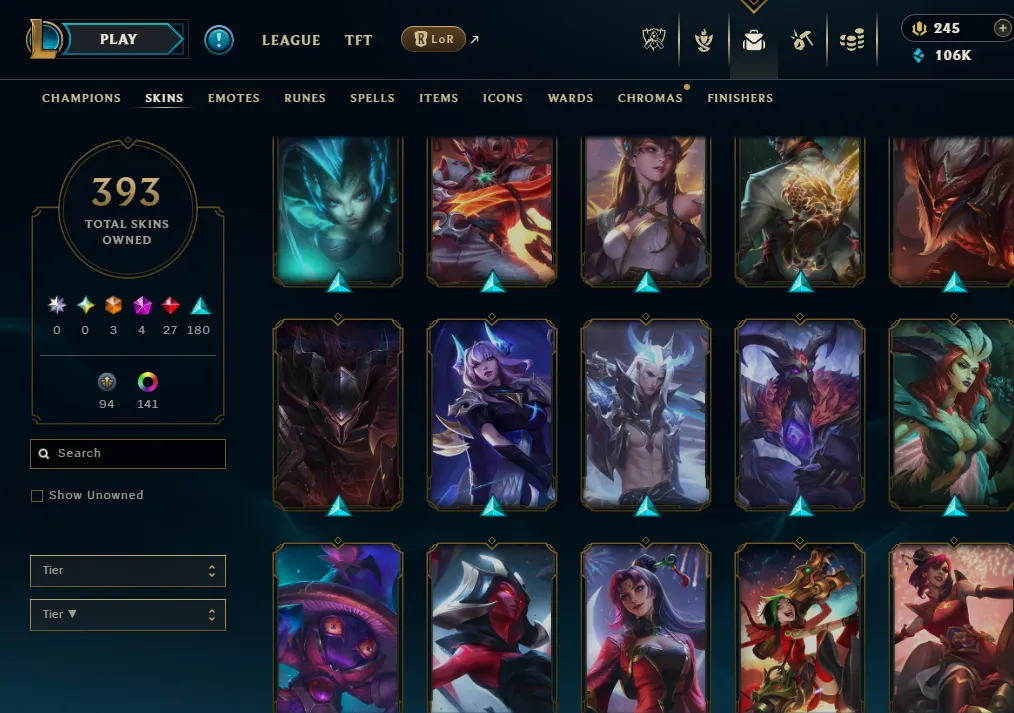 👑(EUW) UNRANKED ( HIGH ELO ) 🚀393 SKIN