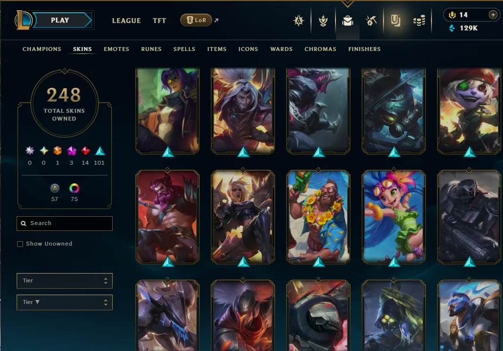👑(EUW) PLATINUM II (LAST SEASON) 🚀248 SKIN