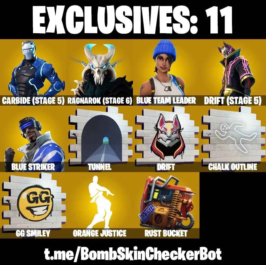 ❤️111 SKINS❤️OMEGA❤️SPDIER-MAN❤️DARTH VADER❤️CATALYST(MAX)❤️ORANGE JUSTICE❤️STAR WAND❤️MYSTICA(MAX)❤️LAUGH IT UP❤️ZOEY❤️ROOK❤️EVIE❤️JULES❤️AURA❤️DRIFT(STAGE 5)❤️RAGNAROK(STAGE 6)❤️CARBIDE(STAGE 5)❤️MEOW SKULLS❤️AGENT PEELY❤️RUST BUCKET❤️PEPPERMINT PICK❤️