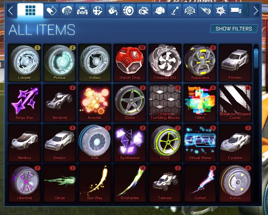 STOCK519 Fennec, Dominus, 87 Cars, 300+ Chests, Painted Cars, Premium Wheels, Massive Item Collection (G)