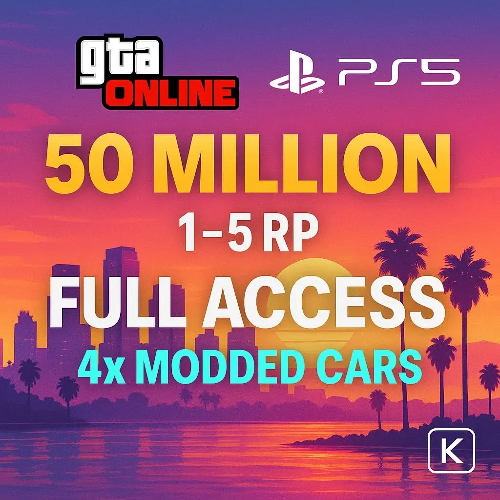 🧊 PS5 🎲 RP Level 1–30 🍉 50.99 Million Account 🧨 4x Modded Cars 🛡️ Verified Access #S7X1F