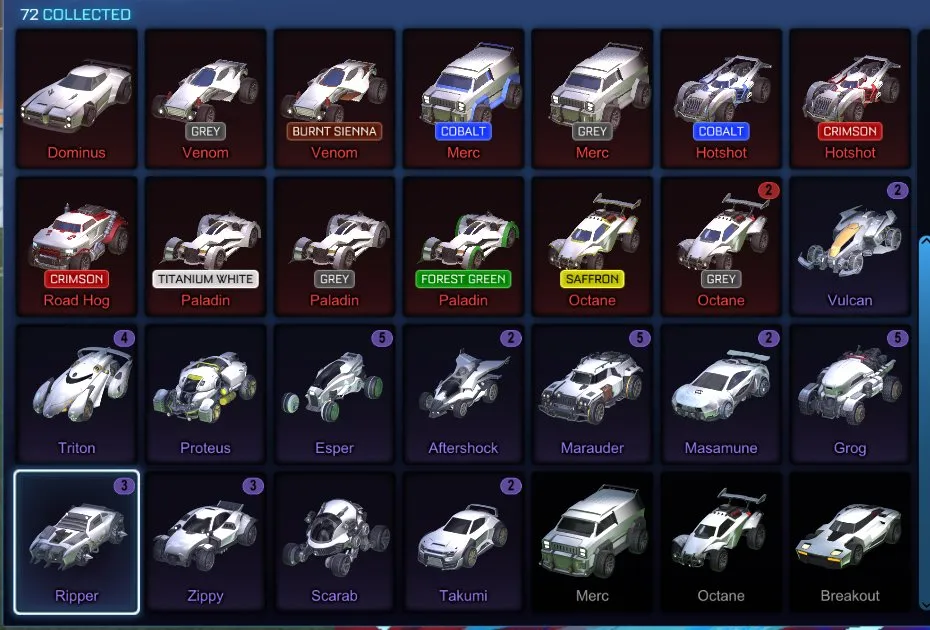 STOCK446 //Fennec, Endo, 72 Cars, 36 Black Market, Painted Octane, Crimson Road Hog, Cobalt Hotshot, Saptarishi, Zowie