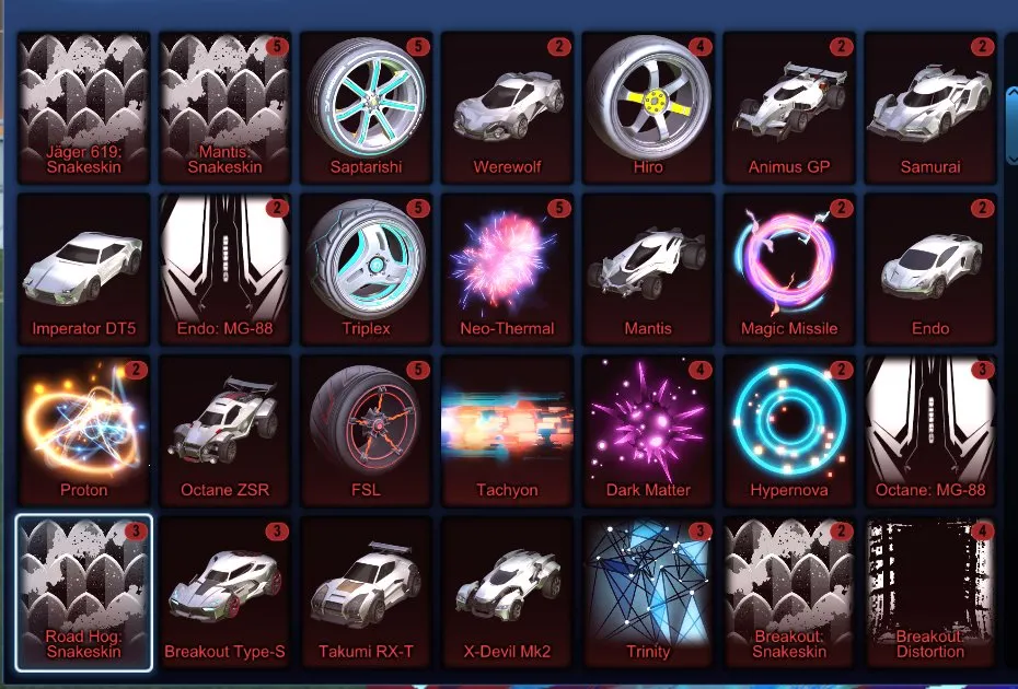STOCK446 //Fennec, Endo, 72 Cars, 36 Black Market, Painted Octane, Crimson Road Hog, Cobalt Hotshot, Saptarishi, Zowie