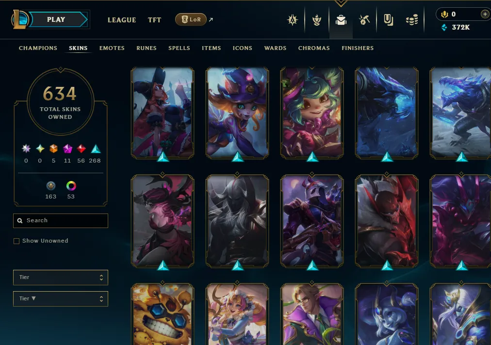 👑(EUW) UNRANKED (SUPER HIGH ELO) 🚀634 SKIN