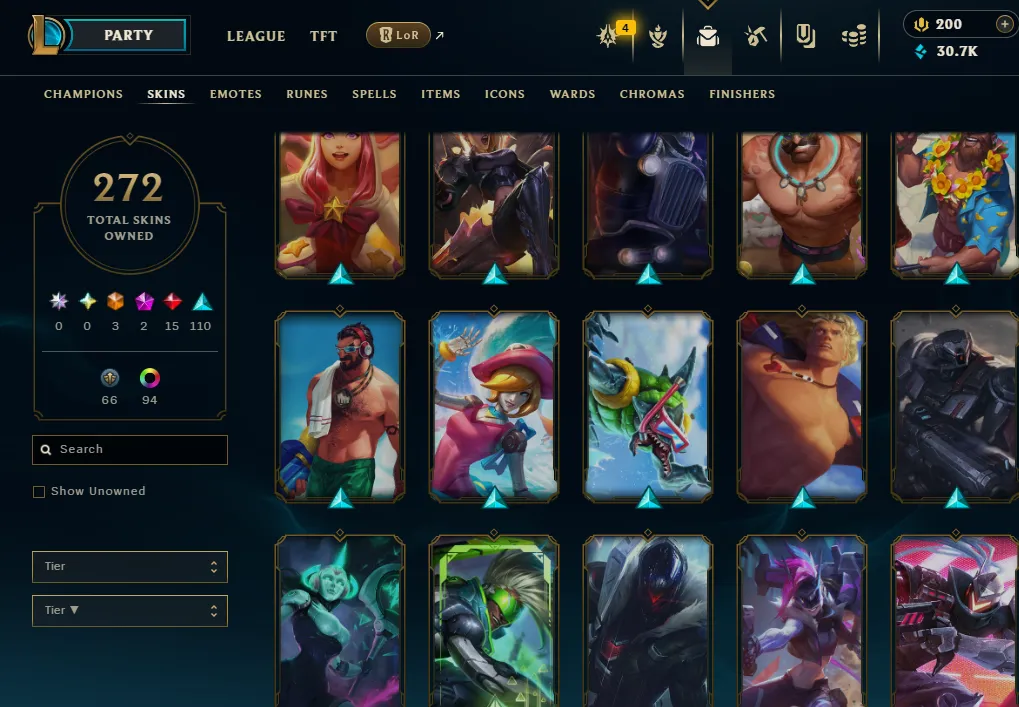 👑(EUW)PLA4 97LP (SUPER HIGH ELO) 🚀272 SKIN