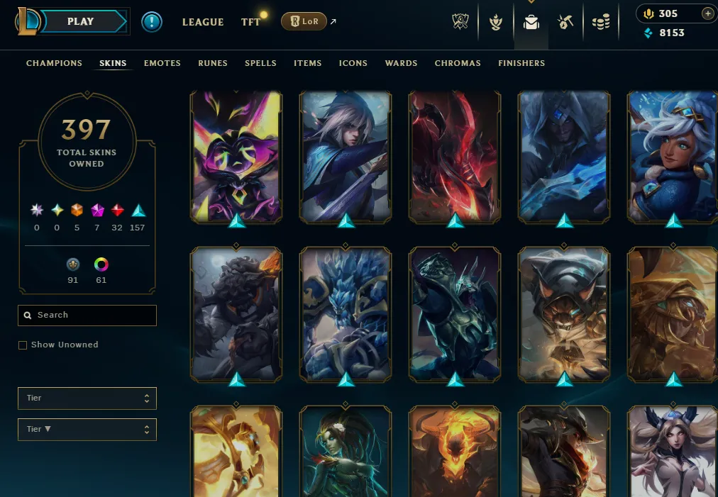 👑(EUW) PLATINUM III (100% WR, HIGH ELO) 🚀397 SKIN