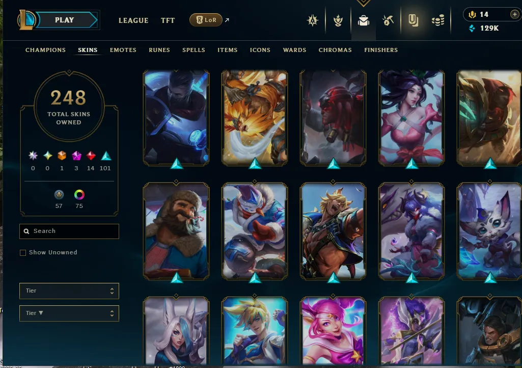 👑(EUW) PLATINUM II (LAST SEASON) 🚀248 SKIN