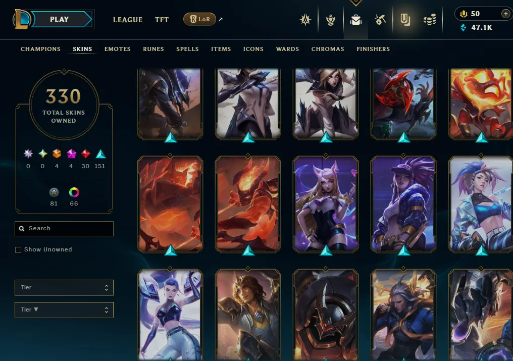 👑(EUW) UNRANKED (SUPER HIGH ELO) 🚀330 SKIN