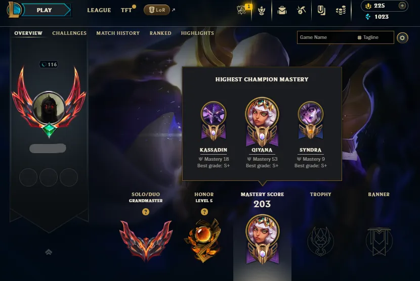 🔥LVL116 Grandmaster 875LP Handleveled💎112Champs 10Skins⭐Name Changeable✅Lifetime Ownership Guarantee - Never Taken Back