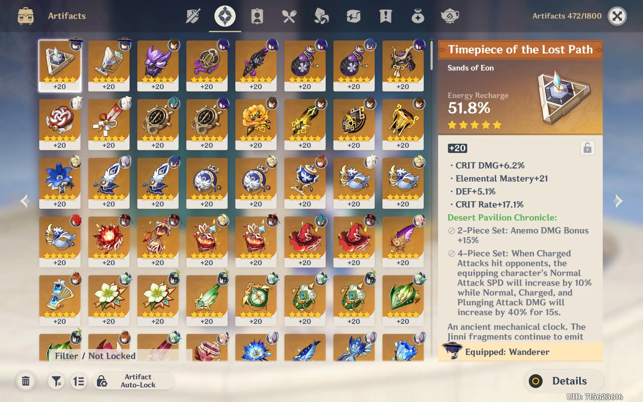 GI1184 AR57 Boosted Account – 13×5 star Raiden Shogun, Wanderer, Tartaglia, Kamisato Ayaka, Diluc C1, Keqing C1, Zhongli, Venti, Hu Tao + Jean & Barbara Skins