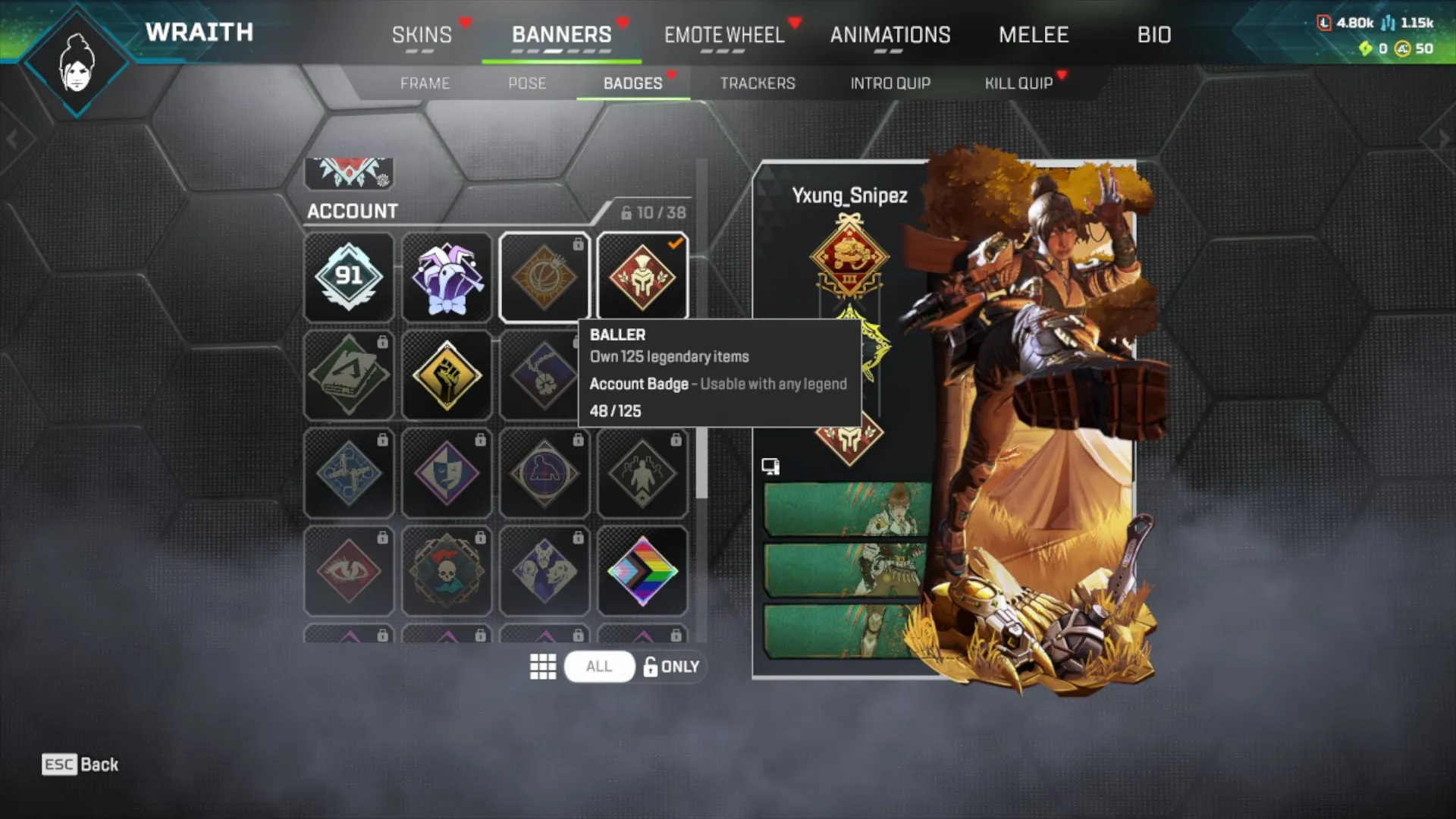 AP547 48 Legendary Skins, Rookie Rank, Level 91, Tombstick, Arachnid Rush, Slayer's Lancer, Luxury Finish, Veteran Voyager, Quicksilver 