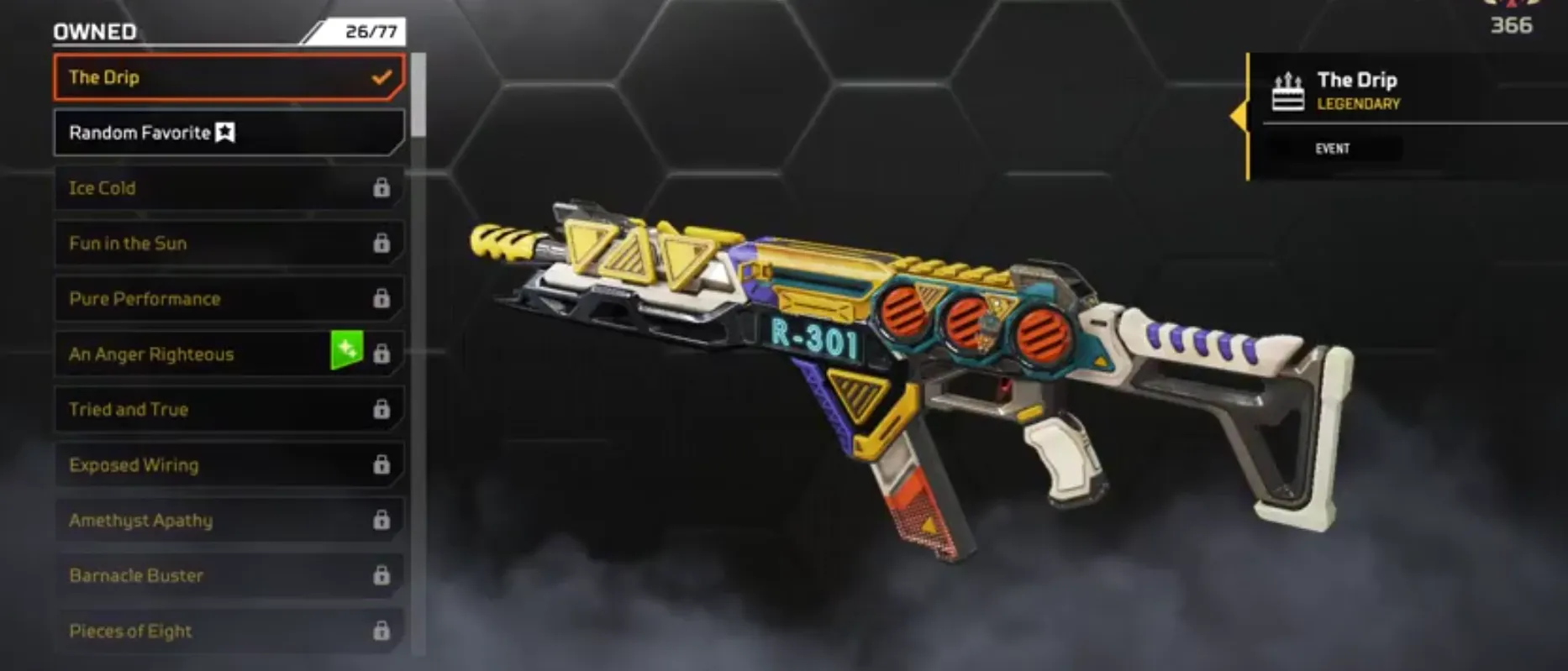 AP552 Wraith Heirloom Hope’s Dusk + Prestige + The Drip & Defcon 1 Reactive Skins, 692 Level, 233 Legendary Skins, Relic Unlocked 