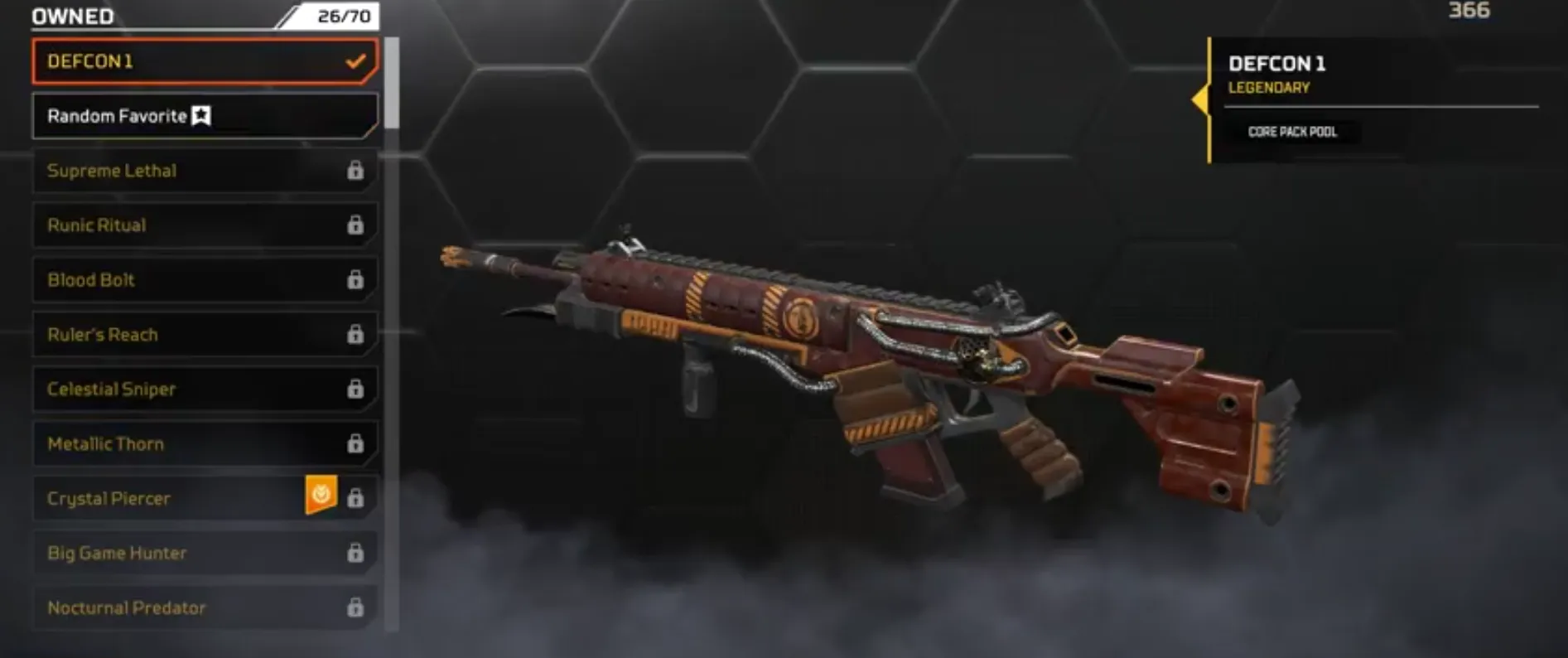 AP552 Wraith Heirloom Hope’s Dusk + Prestige + The Drip & Defcon 1 Reactive Skins, 692 Level, 233 Legendary Skins, Relic Unlocked 