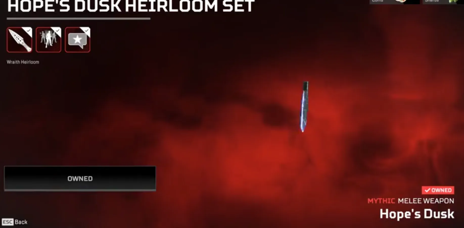 AP552 Wraith Heirloom Hope’s Dusk + Prestige + The Drip & Defcon 1 Reactive Skins, 692 Level, 233 Legendary Skins, Relic Unlocked 