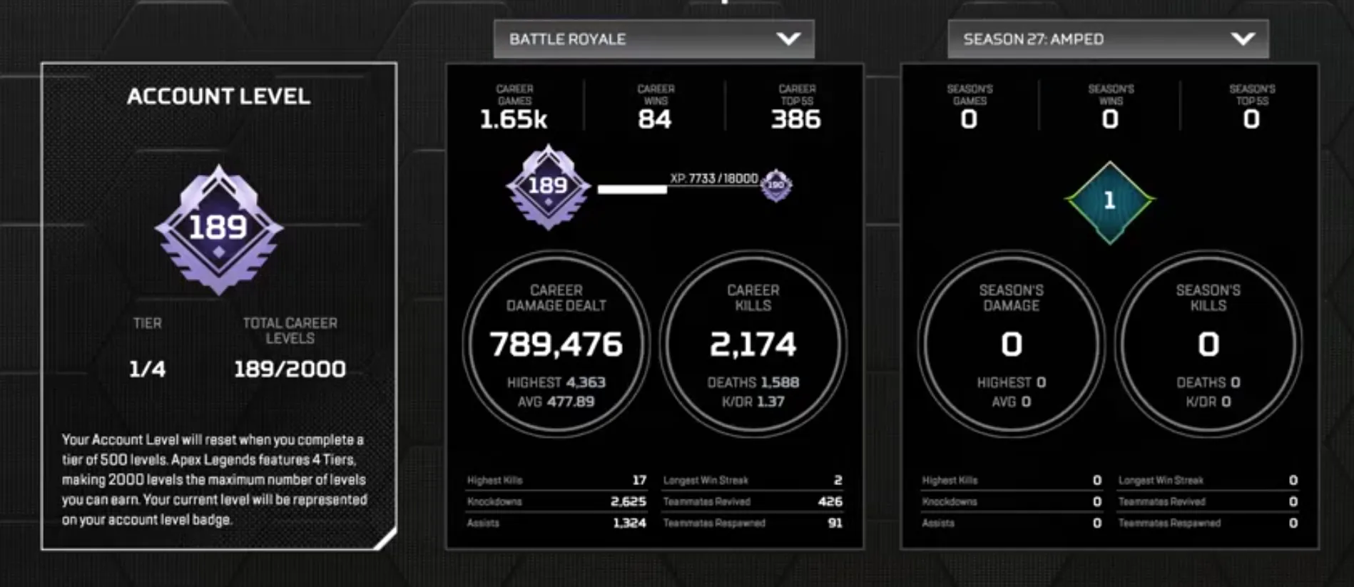 AP554 KARAMBIT Heirloom + Raptor’s Claw Mythic + 1 Reactive + Diamond Rank + 189 Level + 72 Legendary Skins 