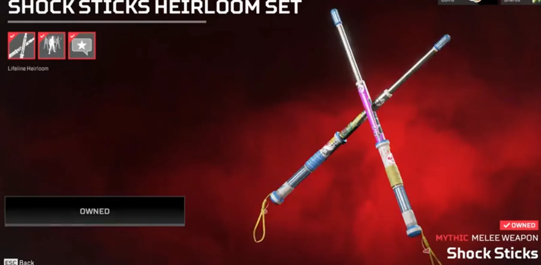 AP558 LIFELINE HEIRLOOM, 58 lvl, 21 Legendary Skins, Relic Shock Sticks 